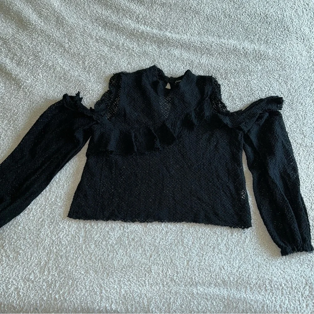 Zara Black Lace Cold Shoulder Blouse